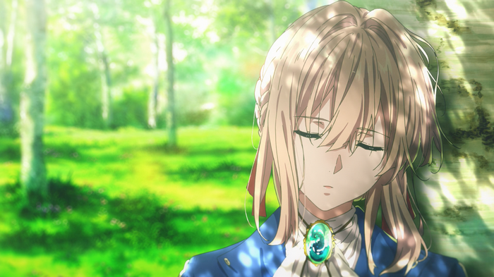 Violet Evergarden in a sunlit forest