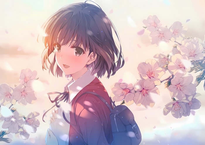4K Katou Megumi with Cherry Blossoms