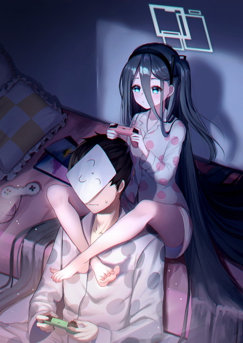 Alice Tendou and a boy playing video games