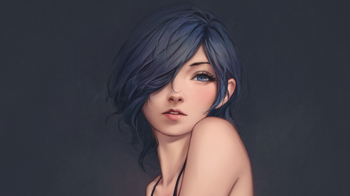 Kirishima Touka from Tokyo Ghoul with dark blue hair