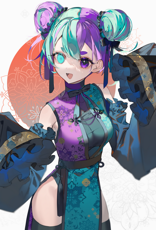 Girl with heterochromia in a Chinese dress