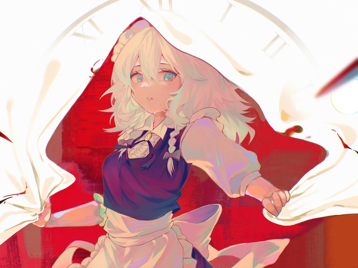 Izayoi Sakuya from Touhou with blue eyes and maid outfit