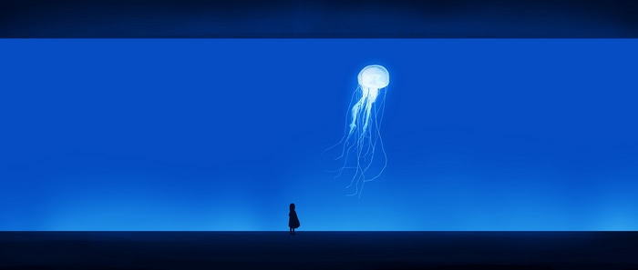 4K jellyfish and silhouette