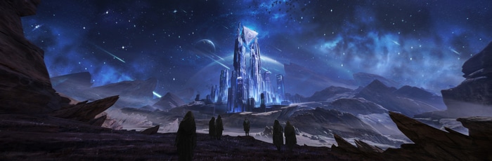 Rutger van de Steeg's Sci-Fi Cityscape Under a Starry Sky