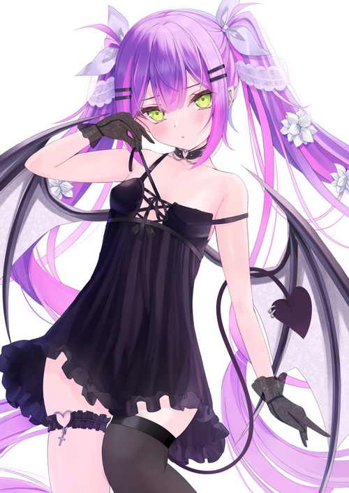 Tokoyami Towa with Purple Twintails and Wings