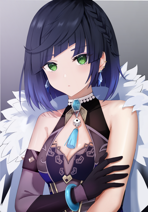 Yelan from Genshin Impact with dice accessory