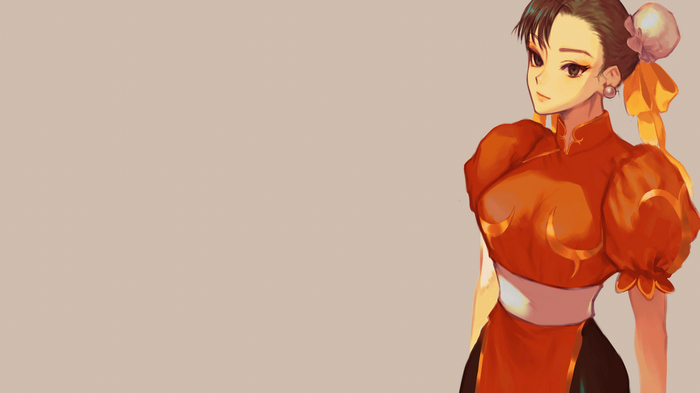 Chun-Li from Street Fighter in a red qipao