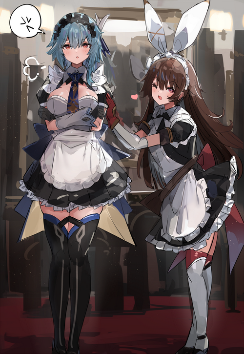 Eula and Amber in Maid Outfits