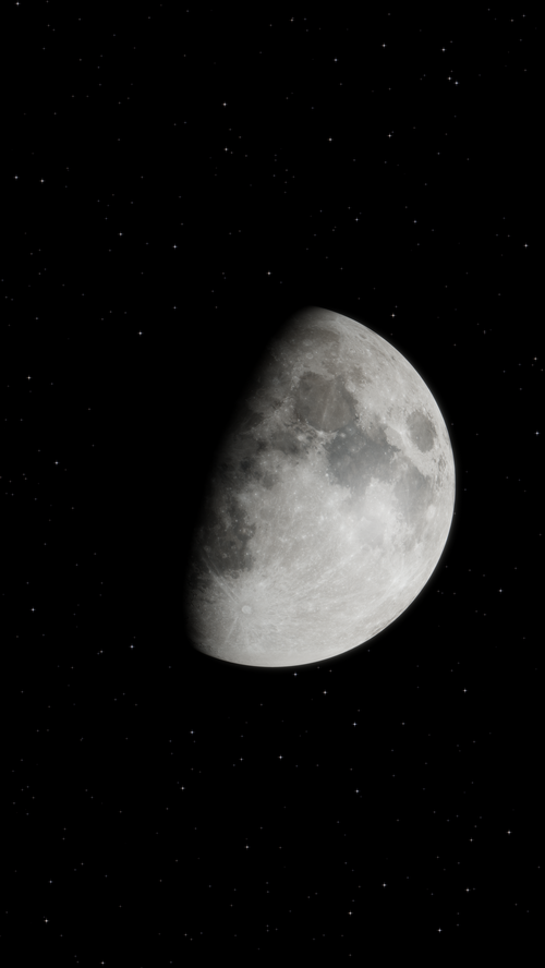 4K Moon in the night sky with stars