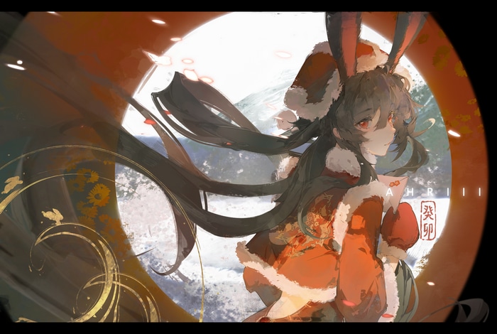 Genshin Impact Hu Tao with bunny ears