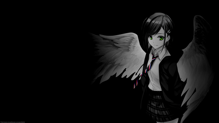 4K Anime Girl with Wings and School Uniform
