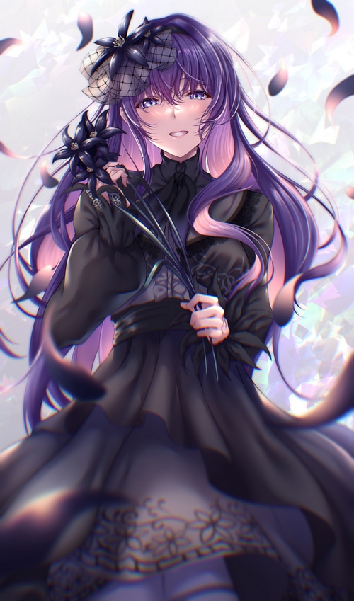 Asahina Mafuyu with black flowers and petals
