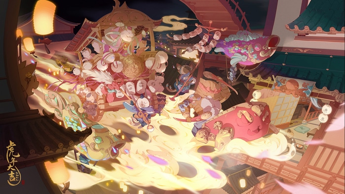 Cats and fish in a vibrant Chinese festival