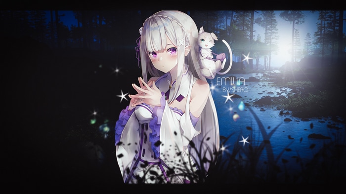 Emilia and Puck in a Forest