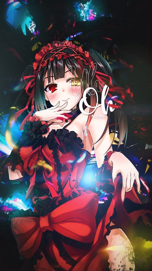 Tokisaki Kurumi in a red and black dress