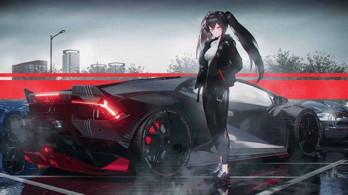 4K Lucia from Punishing: Gray Raven with cars
