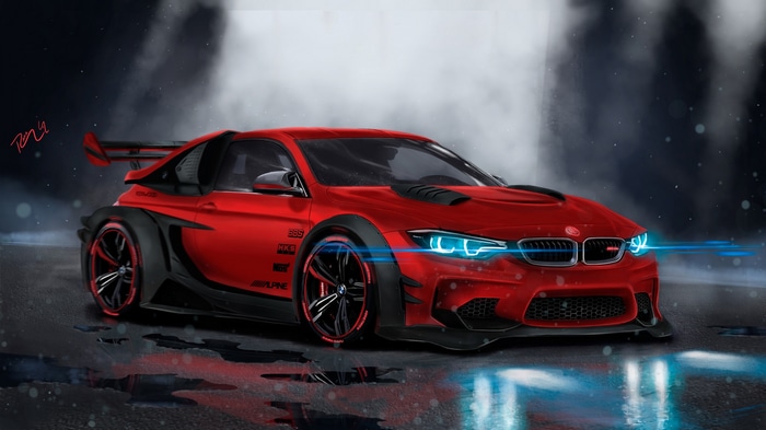 Red BMW M4 Widebody with Custom Body Kit