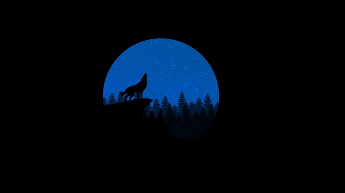 Silhouette of a wolf howling at the moon