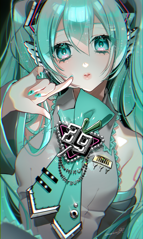 Hatsune Miku with blue twintails and tie