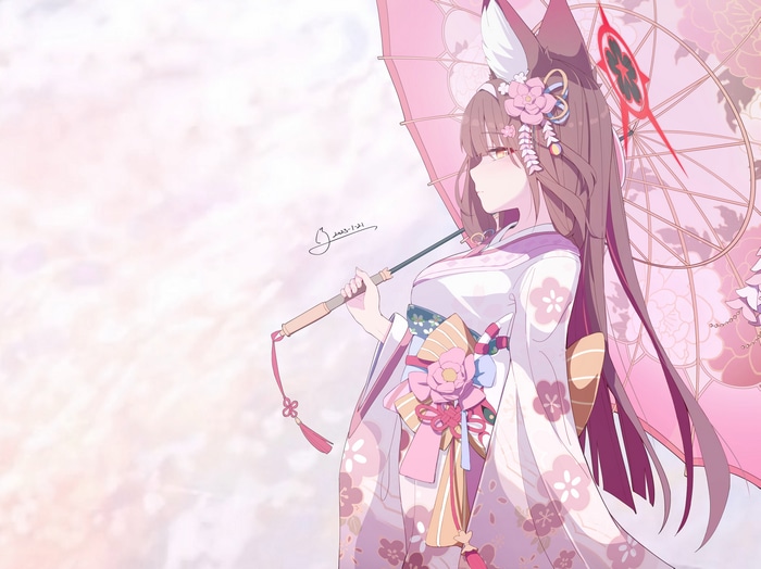 4K Blue Archive Kosaka Wakamo with Umbrella