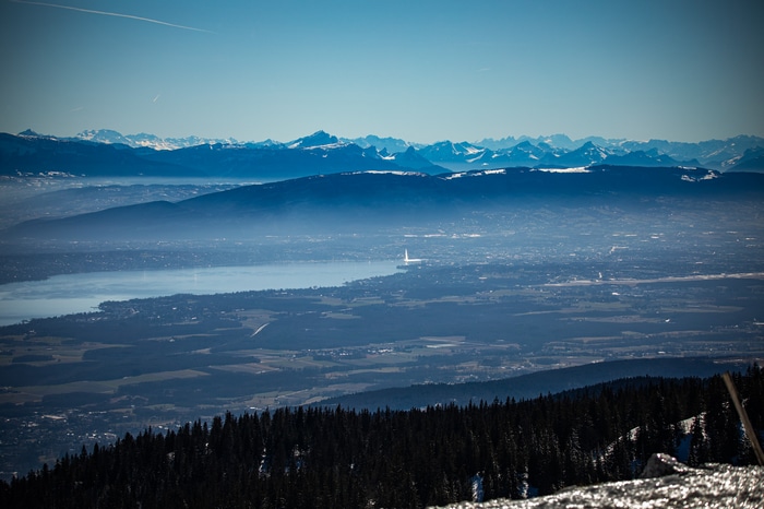 Geneva and the French Alps from a Mountain View