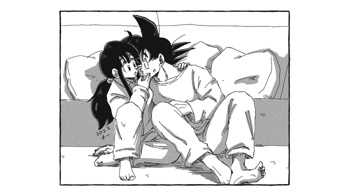 Son Goku and Chi-Chi in Dragon Ball Z