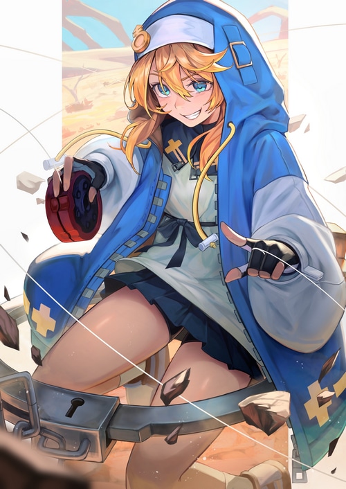Bridget from Guilty Gear with blonde hair and blue eyes