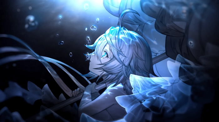 water, wandus, Granblue Fantasy, Wilnas, underwater, Fediel, blue eyes ...