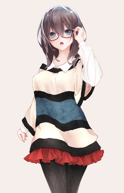 Anime girl with glasses adjusting them