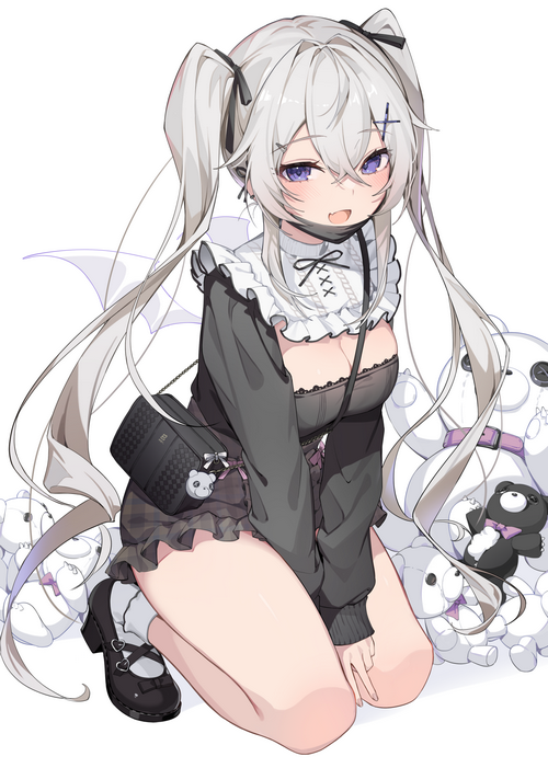 Girl with twintails and teddy bears