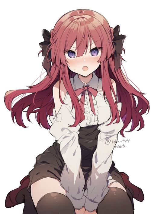 Anime girl with pink hair and purple eyes