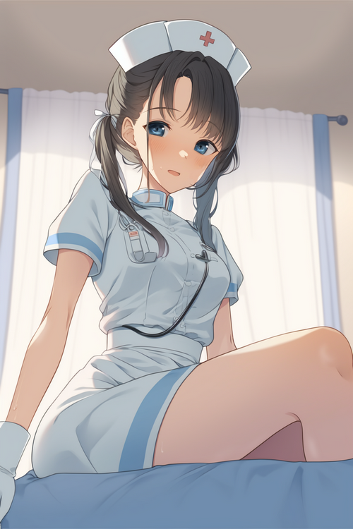 Anime nurse with stethoscope and gloves