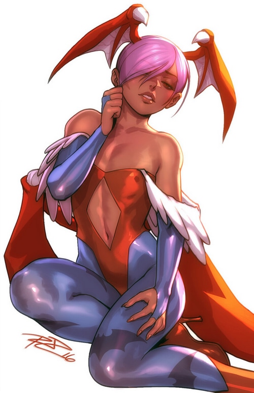 Lilith Aensland from Darkstalkers with pink hair