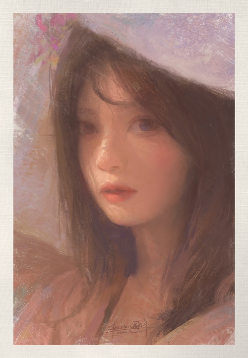 Portrait of a young woman with dark hair