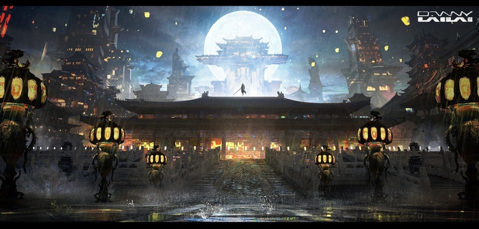DannyLaiLai's fantasy city at night under the moon