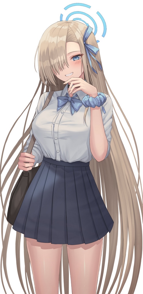 Asuna Ichinose from Blue Archive with hair over one eye