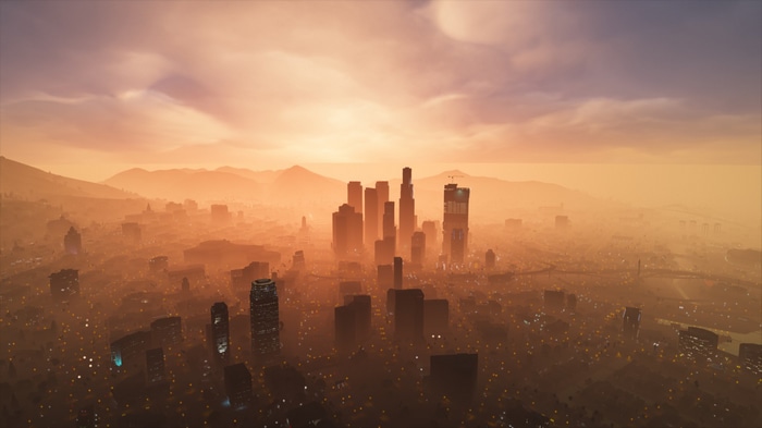Grand Theft Auto V Cityscape at Sunrise