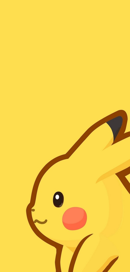 Pikachu from Pokémon on a yellow background