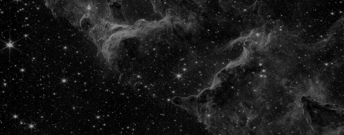 Monochrome space with stars and nebula