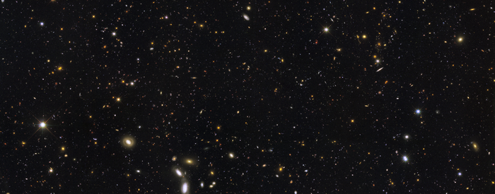 Deep space view of distant galaxies and stars