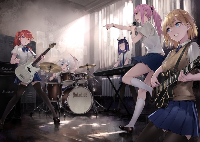 Hololive English Band Playing Instruments