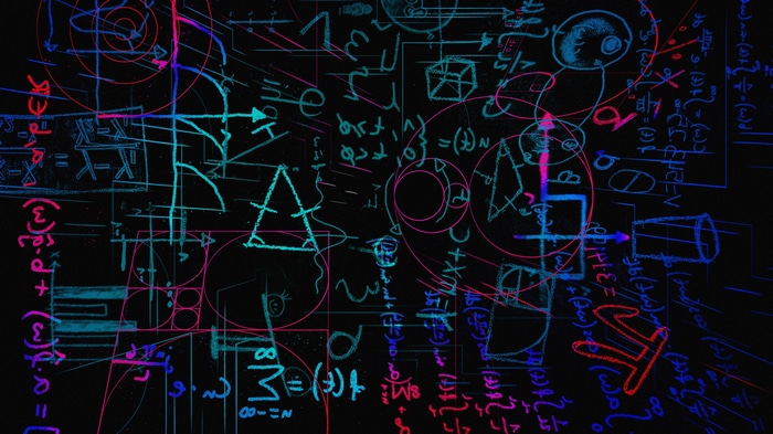 Mathematical formulas and equations on a black background