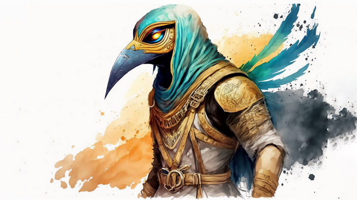 Egyptian Mythology Character in Watercolor Style