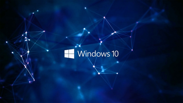 Windows 10 logo with abstract geometric network