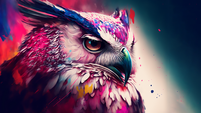 Abstract painting of a colorful owl