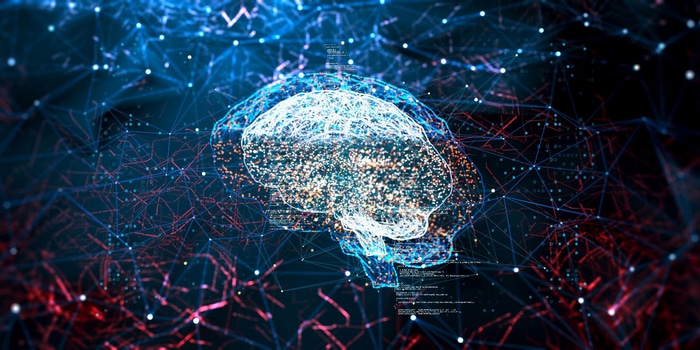 Digital brain with futuristic network connections