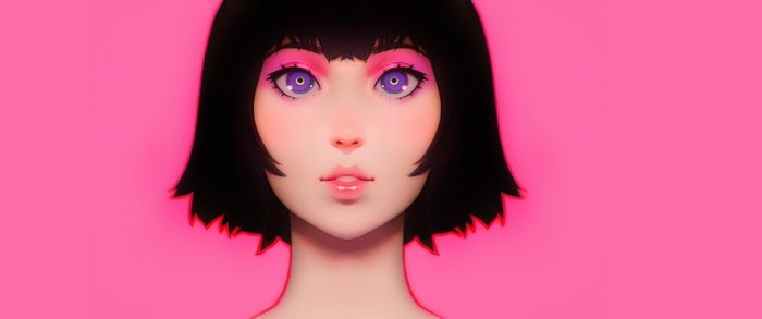 Ilya Kuvshinov's stylized portrait of a woman with a bob hairstyle