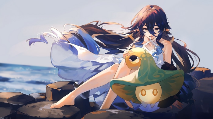 Layla from Genshin Impact on the beach