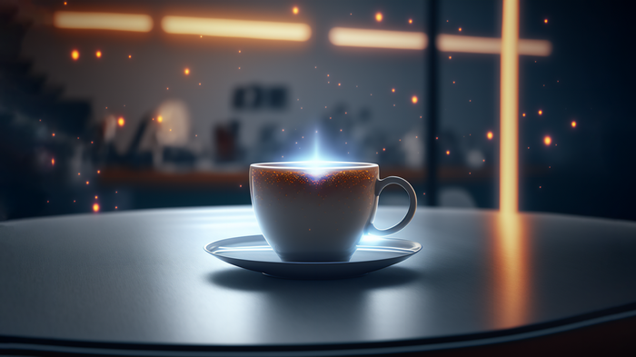 Coffee cup with glowing particles