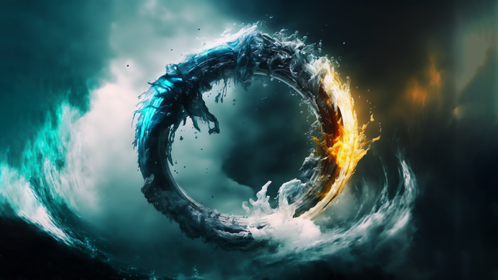 Abstract vortex of fire and ice